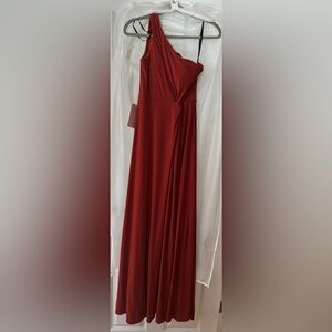 BHLDN Brown Asymmetrical One Shoulder Gown for Weddings